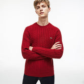 Men's Crew Neck Wool Cable Knit Effect Sweater / Lacoste
