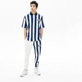 Men's LIVE Loose Fit Striped Cotton Piqué Polo Shirt / Lacoste