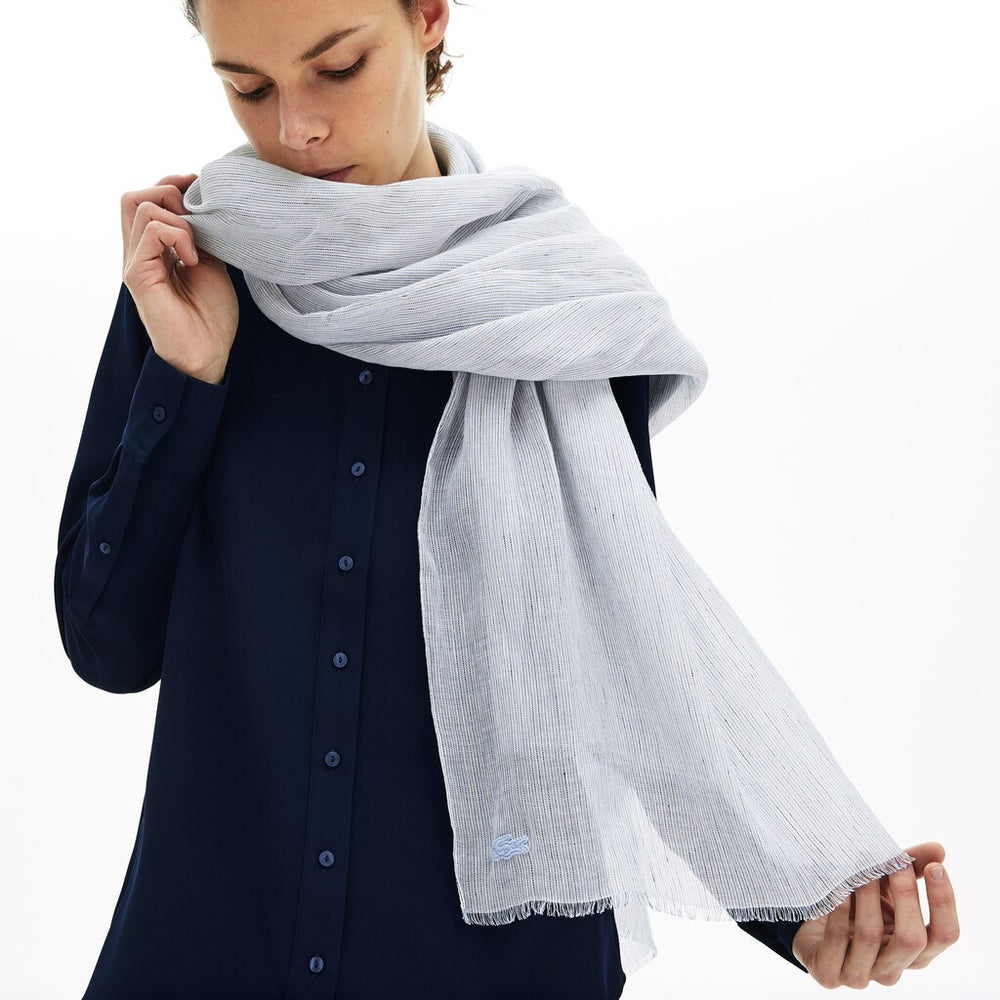 Women's Pinstriped Cotton-Linen Scarf / Lacoste