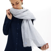 Women's Pinstriped Cotton-Linen Scarf / Lacoste