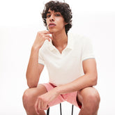 Men's Tunisian Collar Linen And Cotton Regular Fit Polo Shirt / Lacoste