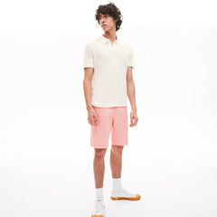 Men's Tunisian Collar Linen And Cotton Regular Fit Polo Shirt / Lacoste