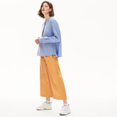 Women's Buttoned Mao Collar Linen Blouse / Lacoste