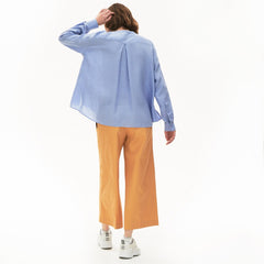 Women's Buttoned Mao Collar Linen Blouse / Lacoste