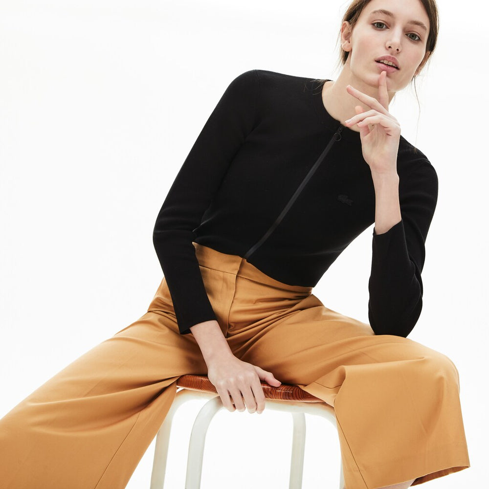 Women's Full Zip Crew Neck Cardigan / Lacoste