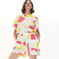 Women's Abstract-Print Cotton Poplin Shorts / Lacoste