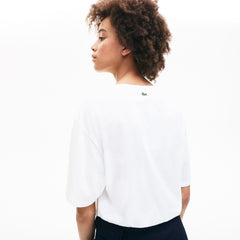 Women's Signature Printed Crew Neck Cotton T-shirt / Lacoste