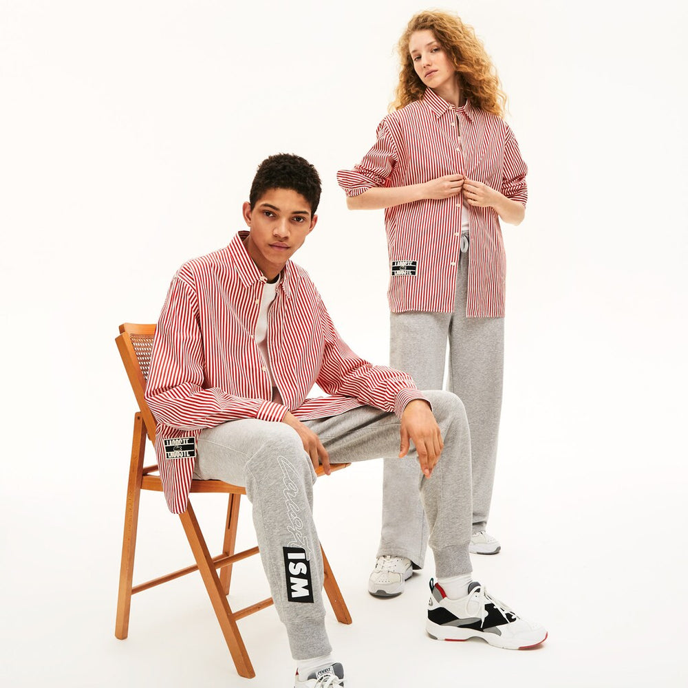 Unisex LIVE Boxy-Fit Striped Cotton Shirt / Lacoste