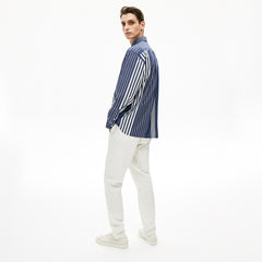 Men's Variegated-Stripe Relaxed Cotton Shirt / Lacoste