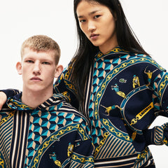 Unisex LIVE Scarf-Print Hooded Sweatshirt / Lacoste