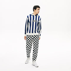 Men's LIVE Striped Fleece Hooded Sweatshirt / Lacoste