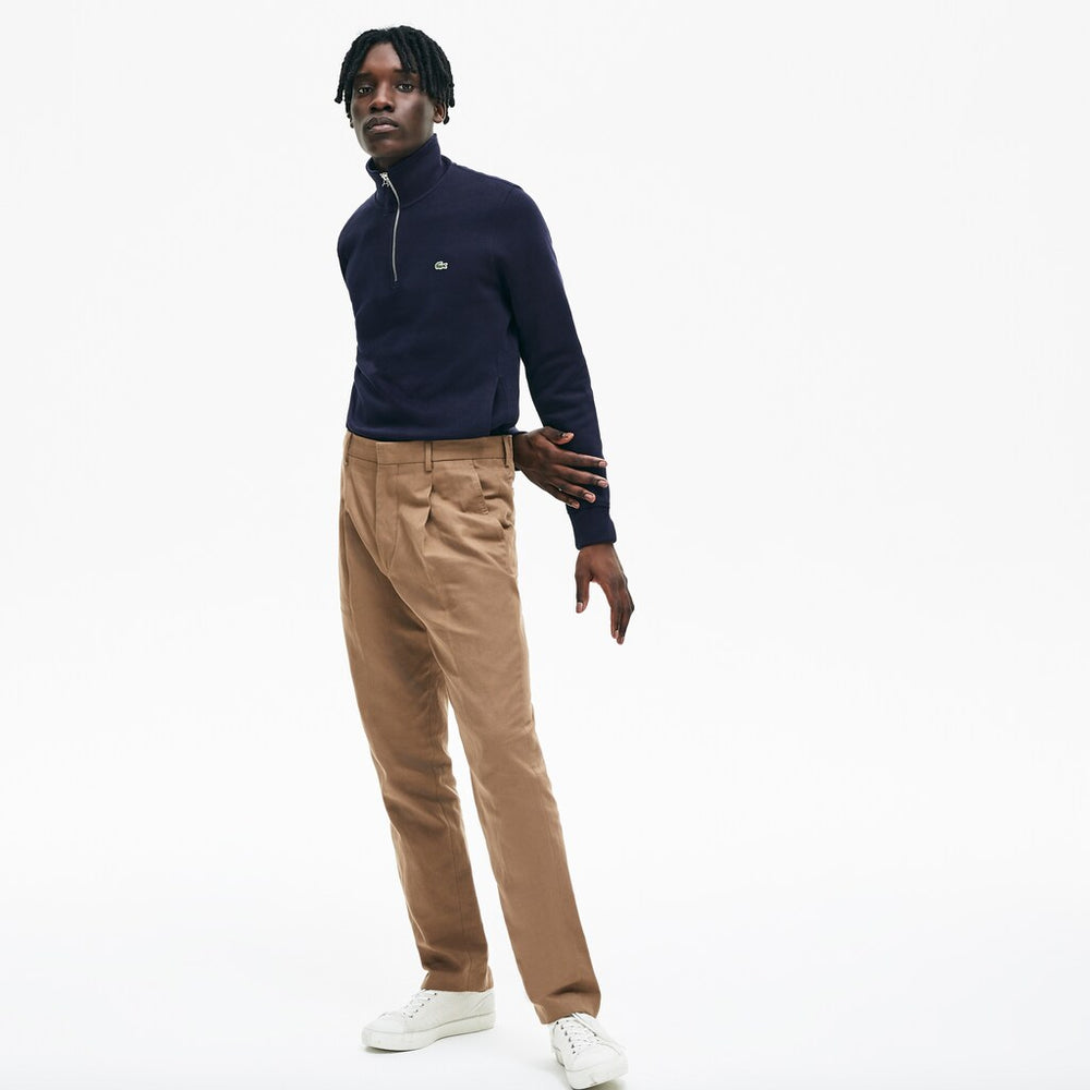 Men's Zip Stand-Up Collar Ribbed Sweatshirt / Lacoste