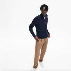 Men's Zip Stand-Up Collar Ribbed Sweatshirt / Lacoste