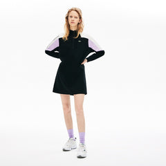Women's LIVE Colorblock Cotton Zip Sweatshirt Dress / Lacoste