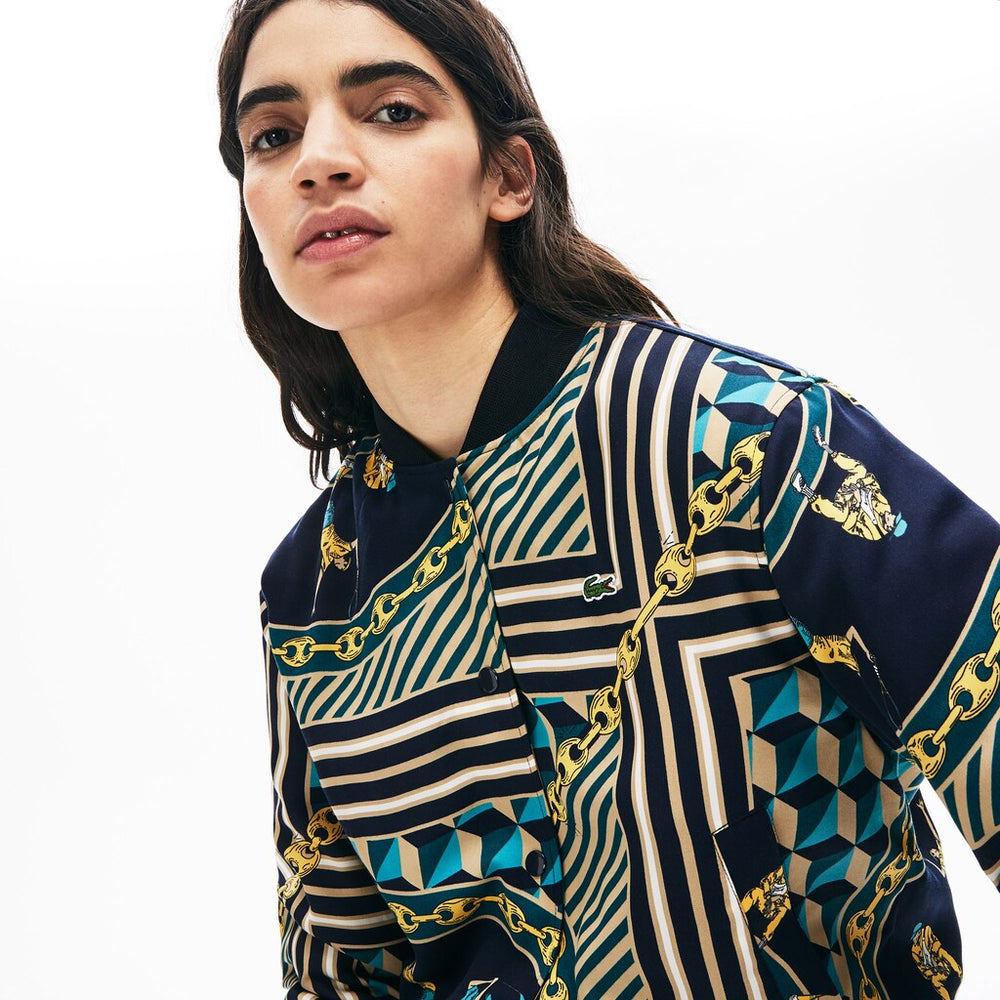 Women's LIVE Lightweight Scarf-Print Bomber Jacket / Lacoste