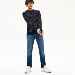 Men's Striped Textured Cotton Sweater / Lacoste