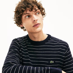 Men's Striped Textured Cotton Sweater / Lacoste