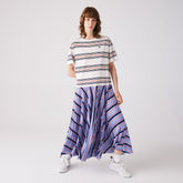 Women's Dissimilar Striped Pleated Jersey T-shirt Dress / Lacoste