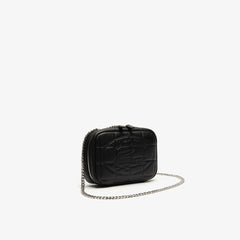 Women's Croco Crew Quilted Leather Zippered Shoulder Bag / Lacoste