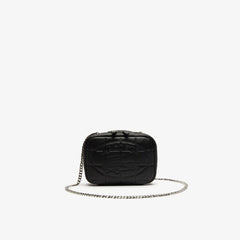 Women's Croco Crew Quilted Leather Zippered Shoulder Bag / Lacoste