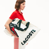 Women's Oversized Crocodile Print Cotton Large Tote / Lacoste