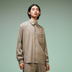 Men's Fashion Show Solid Wool Shirt with Chest Pocket / Lacoste