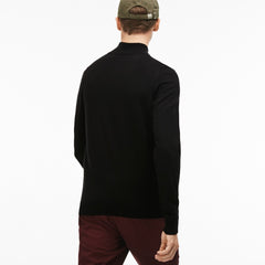 Men's Zippered Stand-Up Collar Wool Jersey Sweater / Lacoste