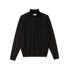 Men's Zippered Stand-Up Collar Wool Jersey Sweater / Lacoste