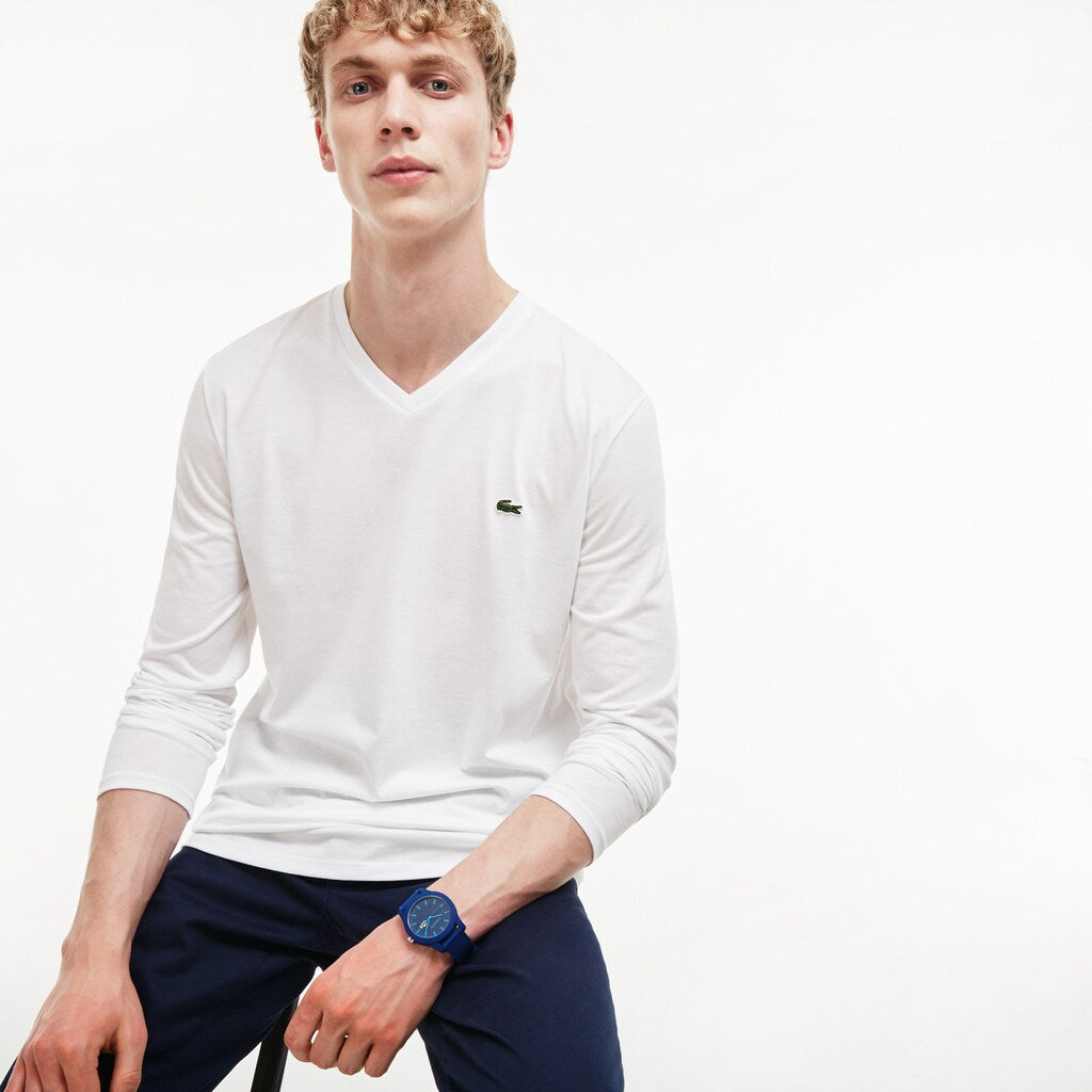 Men's V-neck Pima Cotton Jersey T-shirt / Lacoste
