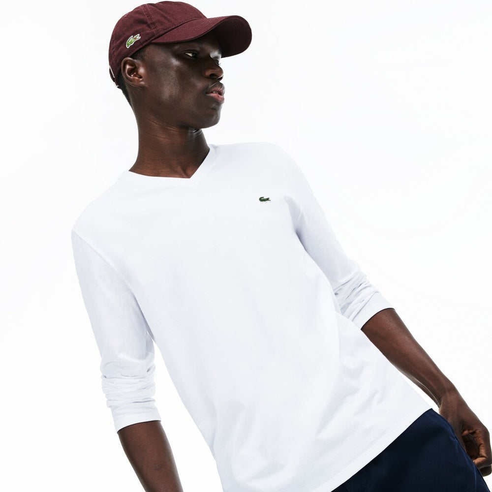 Men's V-neck Pima Cotton Jersey T-shirt / Lacoste