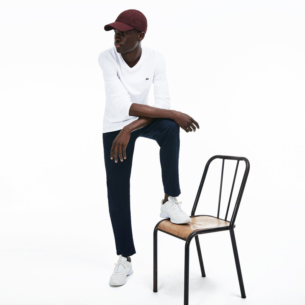Men's V-neck Pima Cotton Jersey T-shirt / Lacoste