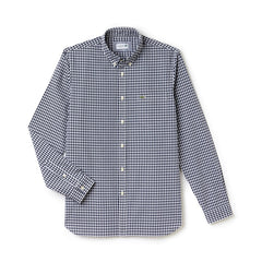 Men's Regular Fit Mini Check Poplin Shirt / Lacoste