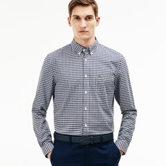 Men's Regular Fit Mini Check Poplin Shirt / Lacoste