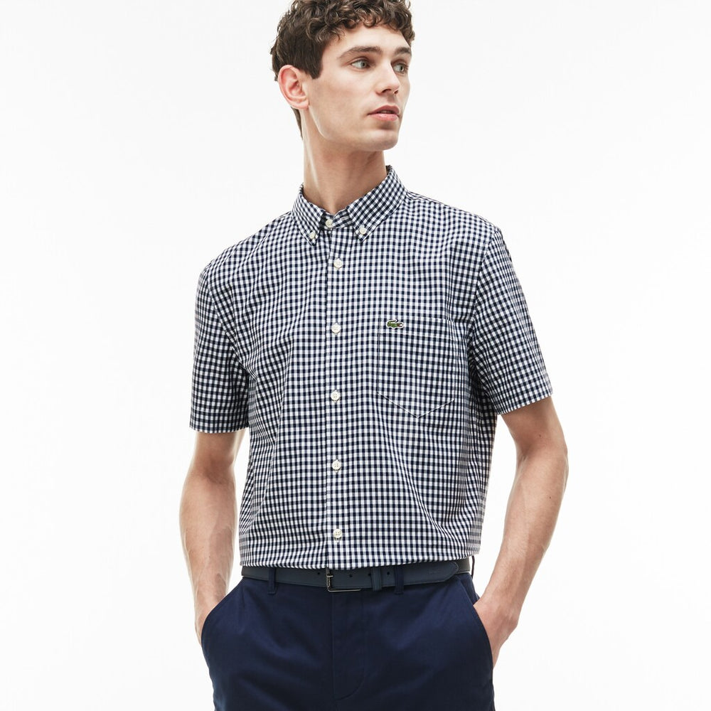 Men's Regular Fit Gingham Poplin Shirt / Lacoste
