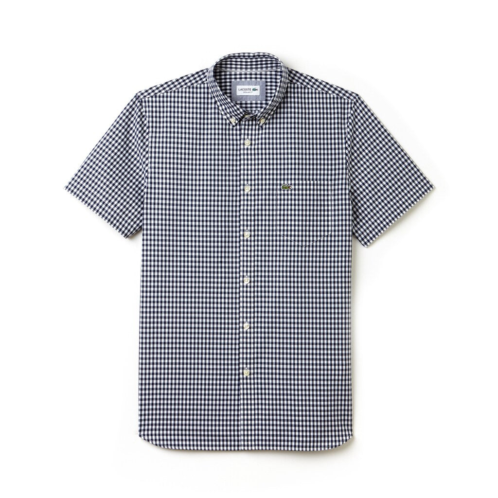 Men's Regular Fit Gingham Poplin Shirt / Lacoste