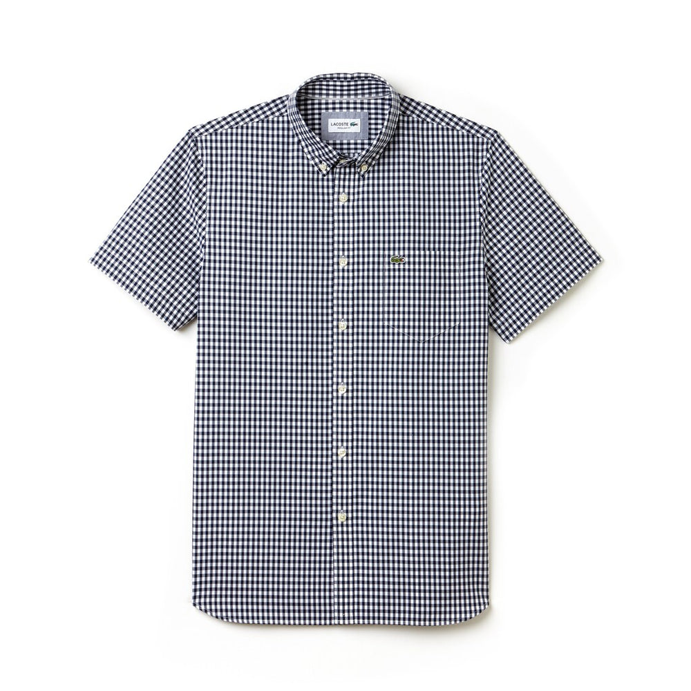 Men's Regular Fit Gingham Poplin Shirt / Lacoste