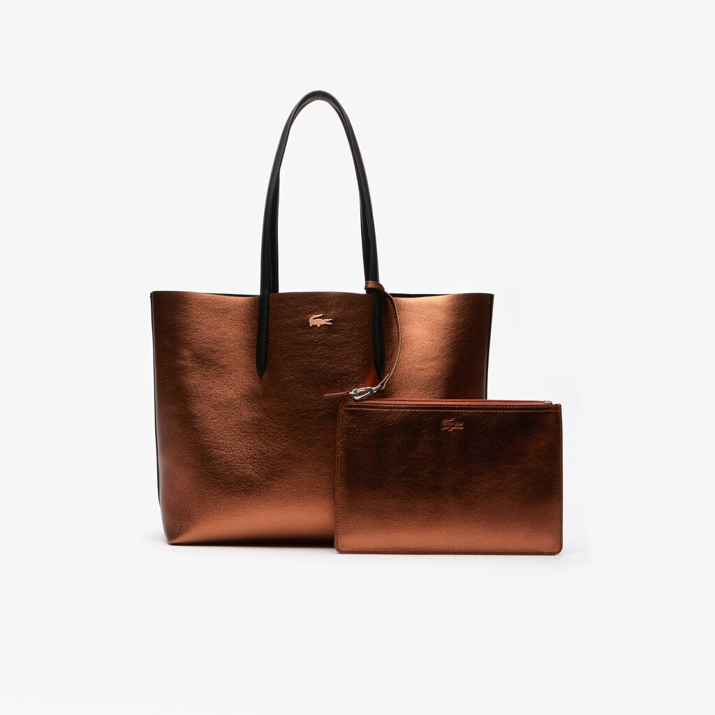 Women's Anna Reversible Matte And Iridescent Leather Tote / Lacoste