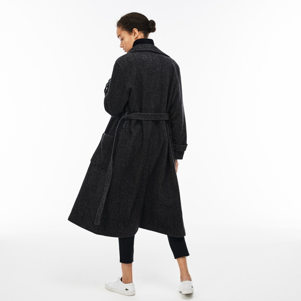 Women's Long Belted Tweed Coat / Lacoste