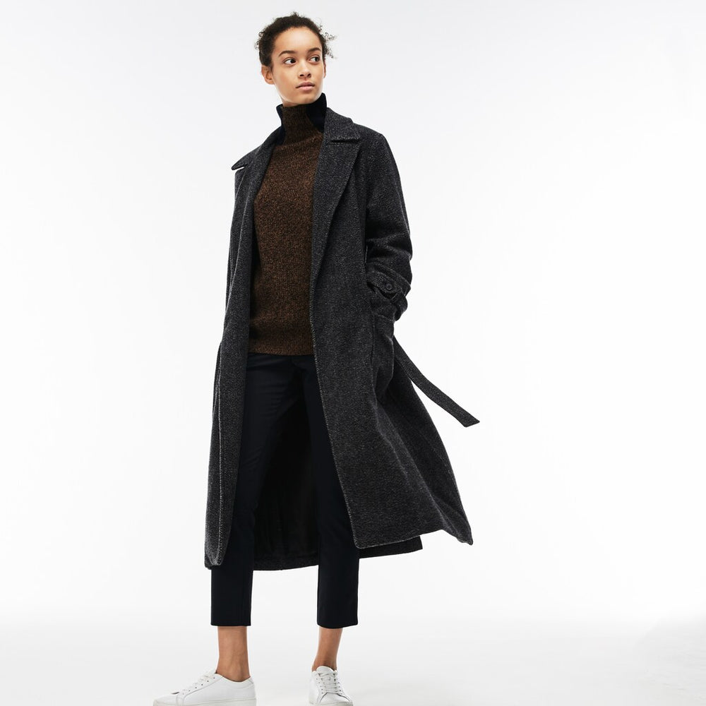 Women's Long Belted Tweed Coat / Lacoste