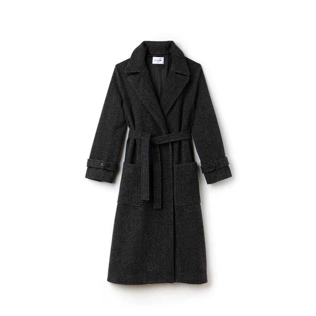Women's Long Belted Tweed Coat / Lacoste