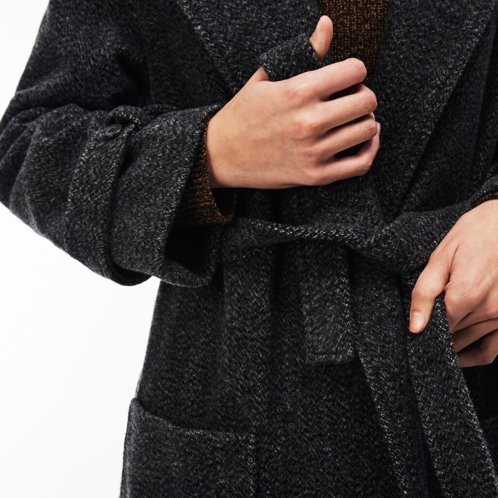 Women's Long Belted Tweed Coat / Lacoste
