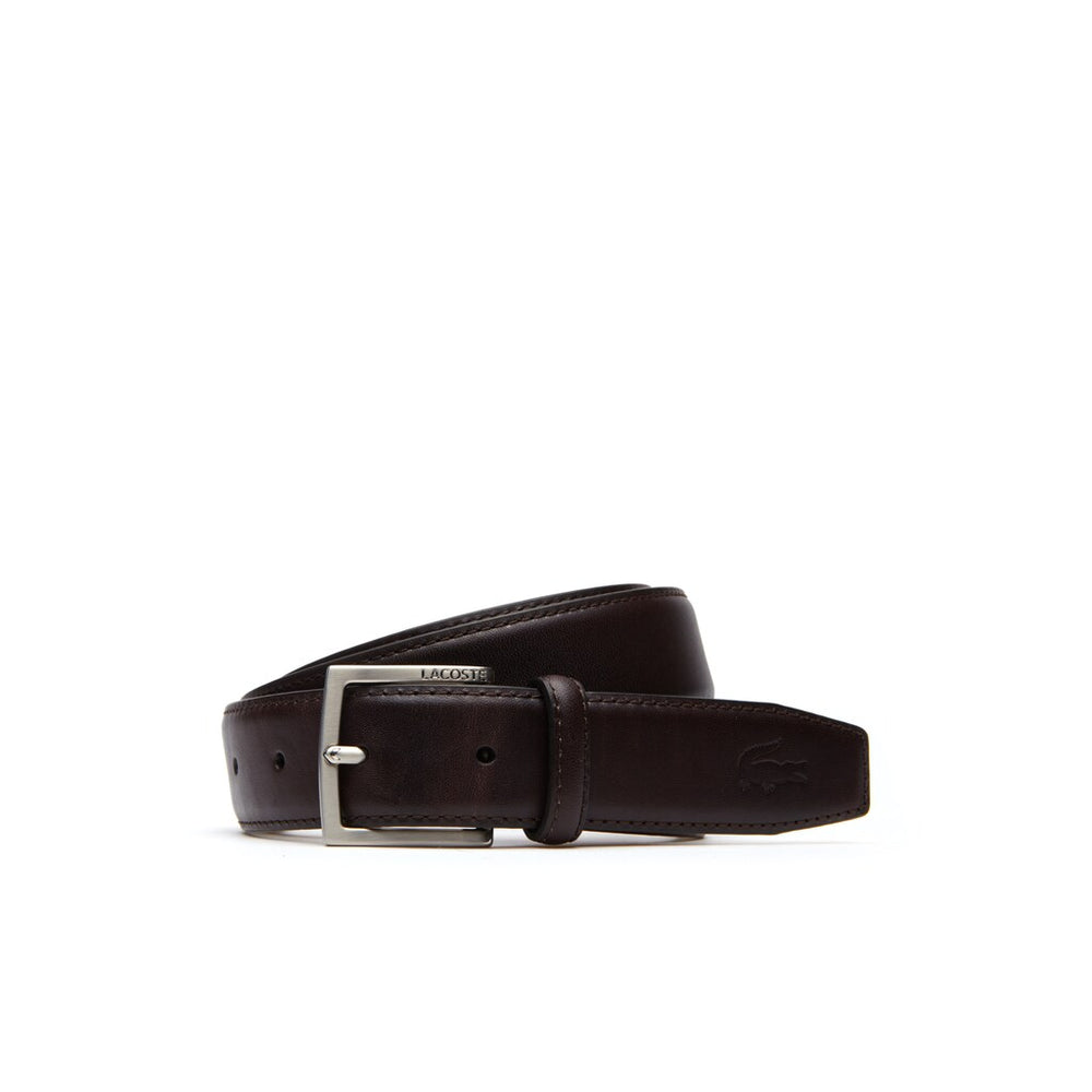Men's Engraved Tongue Buckle Leather Belt / Lacoste