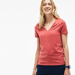 Women's Slim Fit V-Neck Cotton Jersey T-shirt / Lacoste