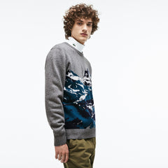Men's Crew Neck Alpine Print Wool And Cotton Jacquard Sweater / Lacoste