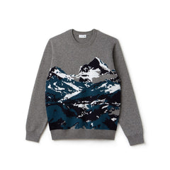 Men's Crew Neck Alpine Print Wool And Cotton Jacquard Sweater / Lacoste