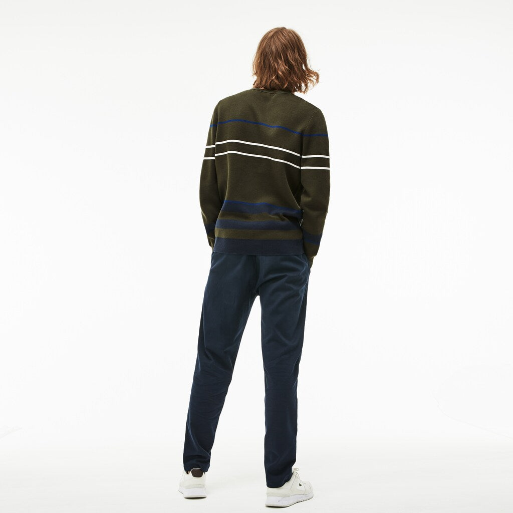 Men's Crew Neck Multicolor Striped Milano Cotton Sweater / Lacoste