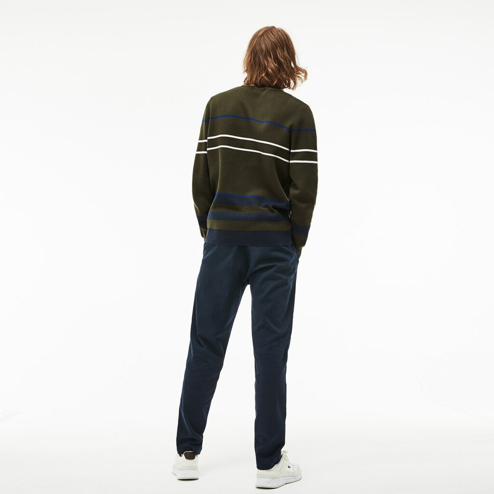 Men's Crew Neck Multicolor Striped Milano Cotton Sweater / Lacoste