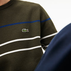 Men's Crew Neck Multicolor Striped Milano Cotton Sweater / Lacoste
