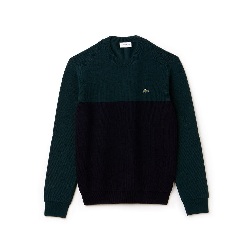 Men's Crew Neck Ribbed Wool Sweater / Lacoste