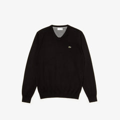 Men's V-neck Caviar Piqué Accent Cotton Jersey Sweater / Lacoste